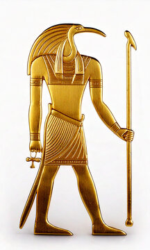 gold egypt thot symbol isolated on white background