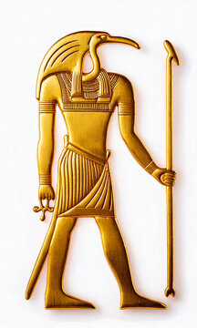 gold egypt thot symbol isolated on white background