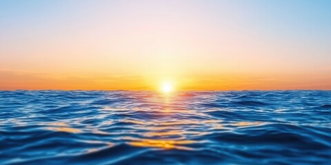 Obraz premium Key success think big. A serene sunset over calm waters, with vibrant hues of orange and blue merging in a tranquil sea.