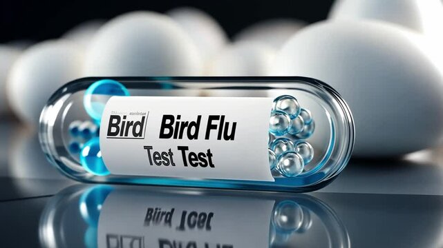 Bird flu test kit placed next to eggs in a lab environment showcasing advanced technology