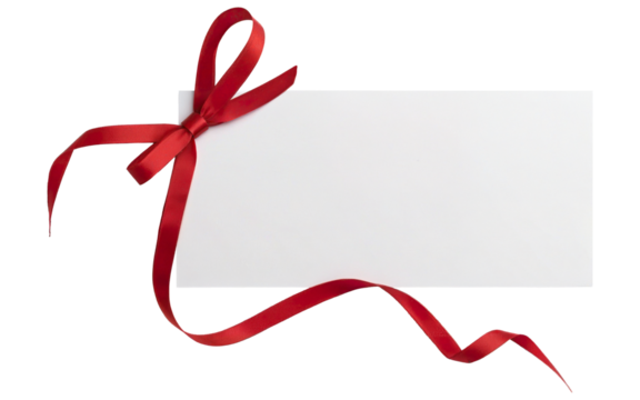 ribbon bow greeting card mockup on transparent background