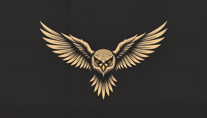 Stylized owl spreading wings against a muted background