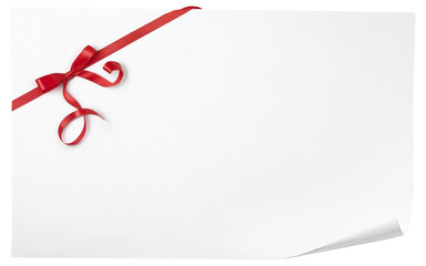 ribbon bow greeting card mockup on transparent background