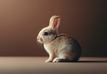 Obraz premium Adorable Baby Rabbit Sitting Gracefully in Soft Light