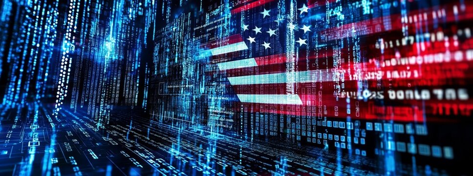 Stars and stripes embody the aspirations of innovation and financial progress in America.