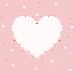Vector - Beautiful border or frame on pink heart. Copy space. Can be use for card, invitation, web.