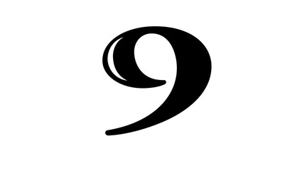 number 9 logo, black isolated silhouette