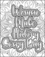Women's Day Quote Coloring Page for Adults. Women's Day Coloring Page for Women