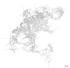 Fototapeta premium Jabalpur city map with roads and streets, India. Vector outline illustration.