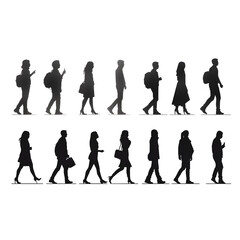 walking people silhouette