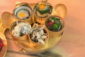 Thai dessert topped with coconut