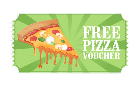 green coupon ticket for free pizza retro circus ticket style