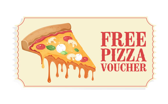 coupon ticket for free pizza retro circus ticket style - Powered by Adobe