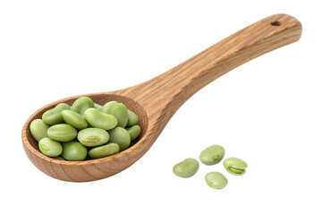 broad beans in wooden spoon isolated on transparent background png