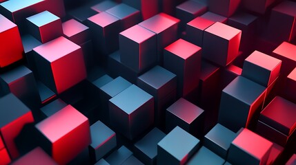 Obraz premium Abstract Red And Blue Cubes Geometric Pattern