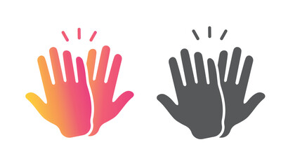 Two hands giving five, clapping palms icon.
