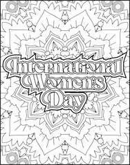 Fototapeta premium Women's Day Quote Coloring Page for Adults. Women's Day Coloring Page for Women