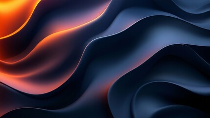 Obraz premium Abstract black wallpaper with smooth silk-like waves, offering a high-definition, clean minimal design for modern backgrounds.