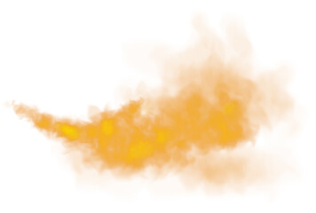 Bright Orange Smoke Cloud Illustration. Fantastic orange smoke. Magic smoke. Smog cloud on podium or stage. Fog vapor over ground or water surface, magic haze. PNG.