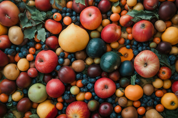 Colorful assortment of fresh fruits vegetables