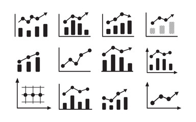 Fototapeta premium Growing graph set. Growth success arrow icon. Growing graph icon set. Growth chart icon. Growing bar graph. Vector illustration. Icons set of business essential, Growth sign, Stock market icons .