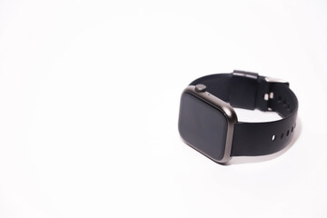 Smart watch isolated on a white background. Black watch. Smart electronics