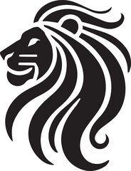 Tribal-Style Lion Head Vector Illustration in Black and White

