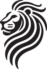 Tribal-Style Lion Head Vector Illustration in Black and White


