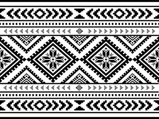 Southwest Aztec geometric Native American Mexican Navajo tribal ethnic boho indian texture ornament seamless pattern fabric black and white design vector for woven textile printing blanket rug carpet 