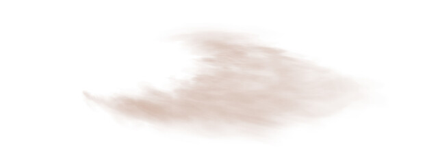 Bright chocolate brown Smoke Cloud. Fantastic chocolate brown smoke. Magic smoke. Smog cloud on podium or stage. Fog vapor over ground or water surface, magic haze. Chocolate brown shade Mocha Mousse.