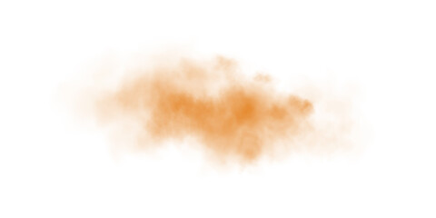 Bright Orange Smoke Cloud Illustration. Fantastic orange smoke. Magic smoke. Smog cloud on podium or stage. Fog vapor over ground or water surface, magic haze. PNG.