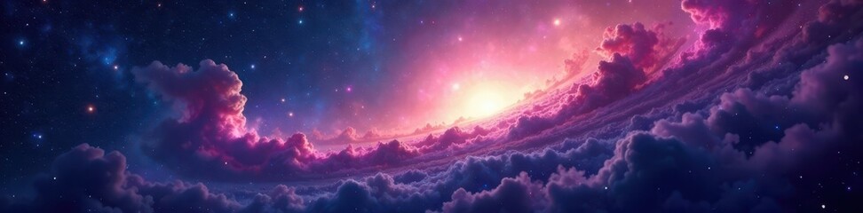 Obraz premium Vast cosmic void, swirling nebulae, distant starlight , night, dark matter, background