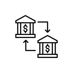 Bank transfer outline icons, minimalist vector illustration ,simple transparent graphic element .Isolated on white background