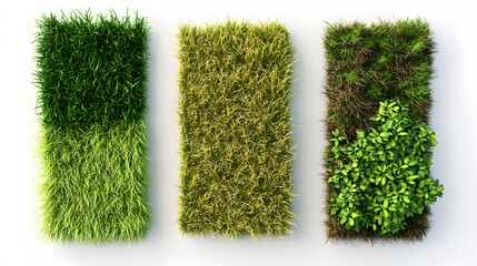Different types of grass wall panels, in various styles and sizes
