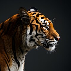 Obraz premium Powerful Tiger Profile Against Dark Background