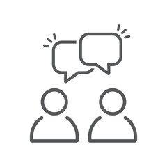 Talk icon color, black and white, outline. Isolated vector sign symbol.