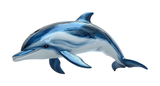 Dolphin sculpture ocean isolated on transparent background