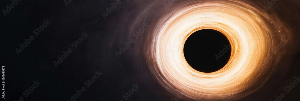 Wall mural elegant distant black hole absorbing surrounding light and stars with swirling gravitational waves c