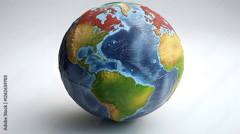 Poster globe made of colorful materials on a plain background
