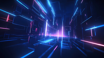 Obraz premium Abstract Geometric Art: Blue and Purple Glow