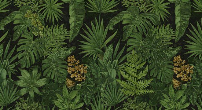 Fondo transparente de una exuberante escena forestal con un denso dosel de &aacute;rboles en varios tonos de la verde tranquilidad de la naturaleza
