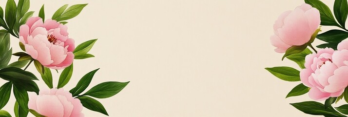 Fototapeta premium Elegant Hand drawn peony illustrations with soft pastel watercolors scattered across a vintage cream paper texture artistic botanical charm 