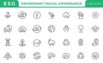 ESG, ecology, environment, social, governance. Otuline icon set