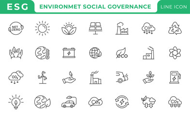 ESG, ecology, environment, social, governance. Otuline icon set