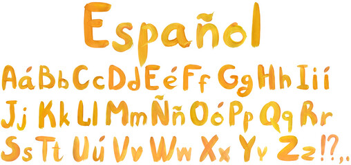 spanish handwritten paint alphabet