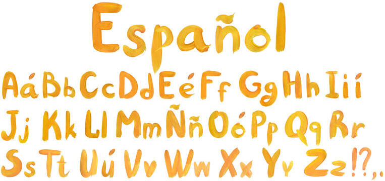 spanish handwritten paint alphabet
