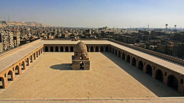 Aerial View of  Ibn Tulun in Cairo Egypt Sunny Winter Day