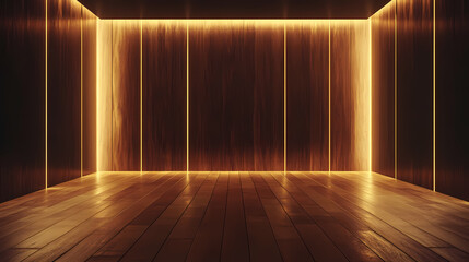 Warm Wooden Space with Yellow Light Accents