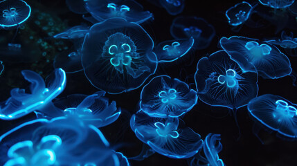 jelly fish in a blue water