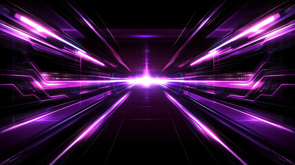 Fototapeta premium Abstract Cyberpunk Light Streaks Geometric Tunnel Vision Futuristic Art Style Computer Graphic Design